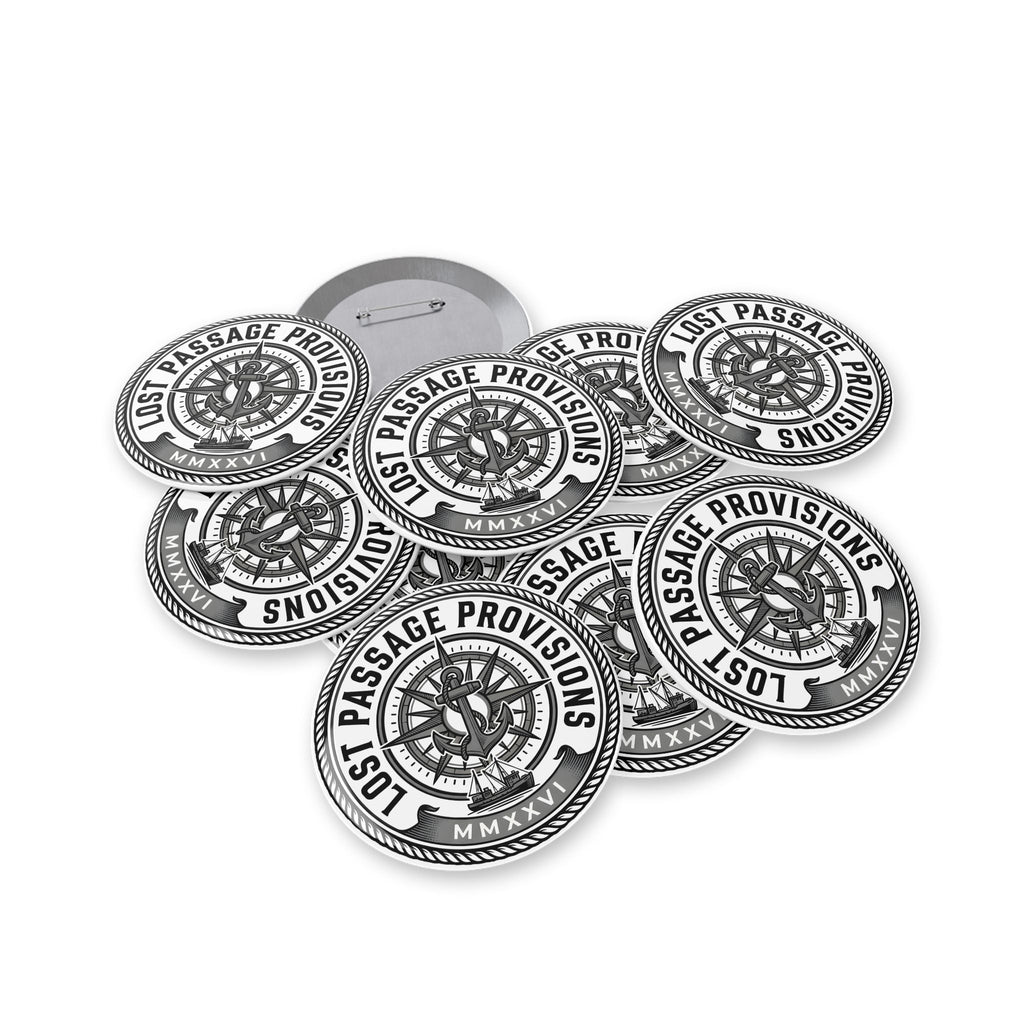 Lost Passage Provisions Compass Seal Pin - Nautical Round Button