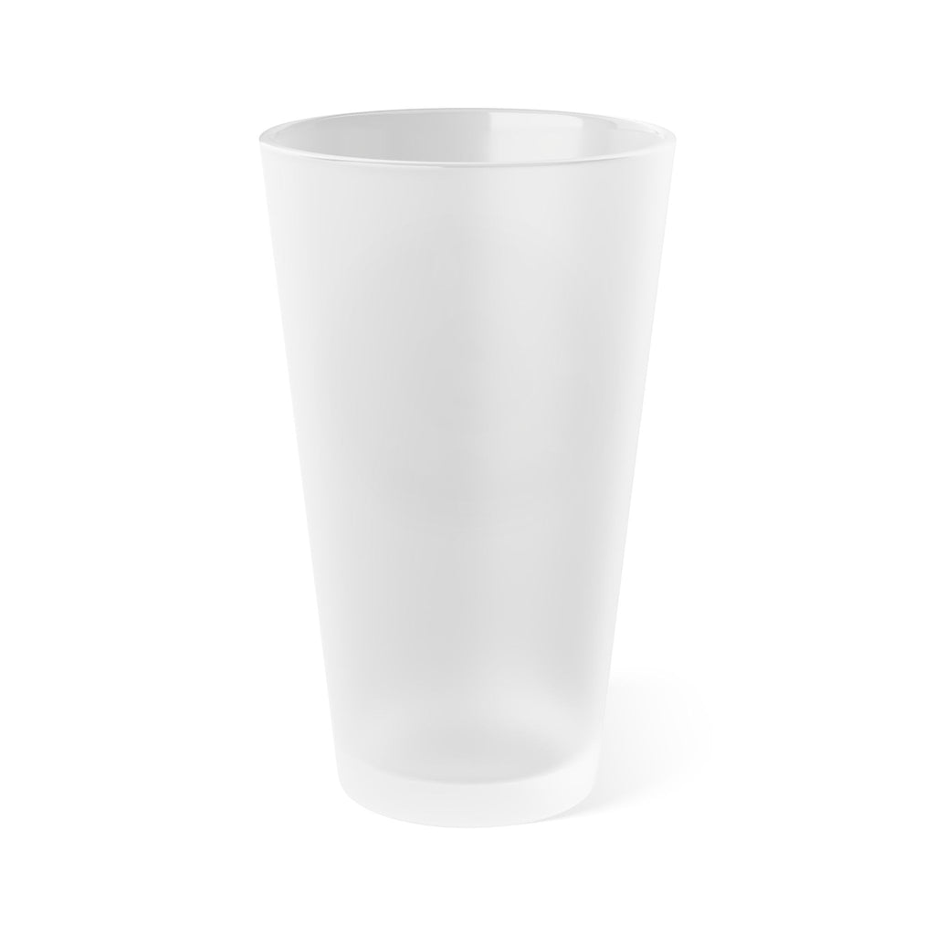 Frosted Pint Glass 16oz - Lost Passage Provisions Nautical Logo (Black/Grey)