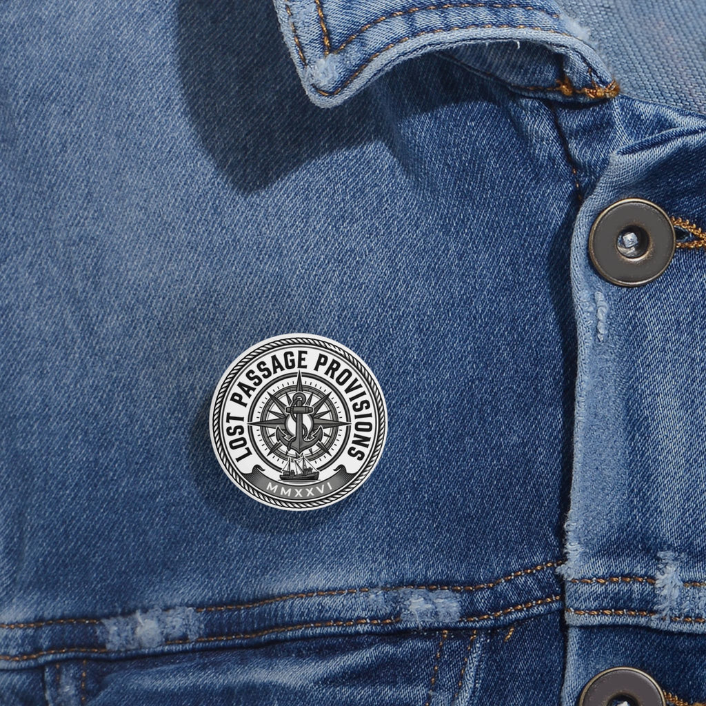 Lost Passage Provisions Compass Seal Pin - Nautical Round Button