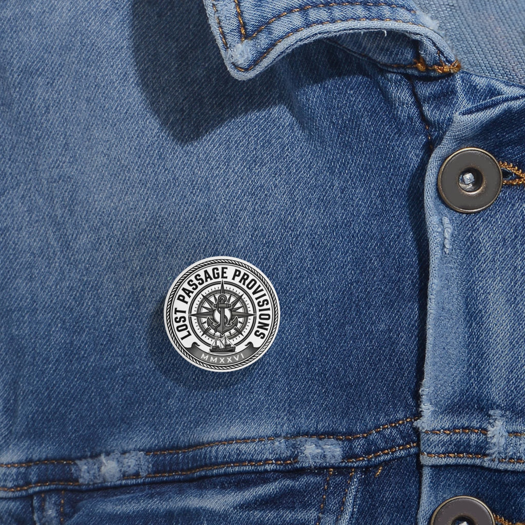 Lost Passage Provisions Compass Seal Pin - Nautical Round Button