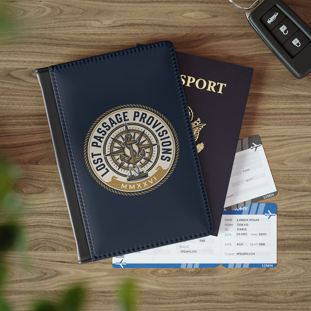 Nautical Compass Passport Cover - Lost Passage Provisions Leather Travel Wallet