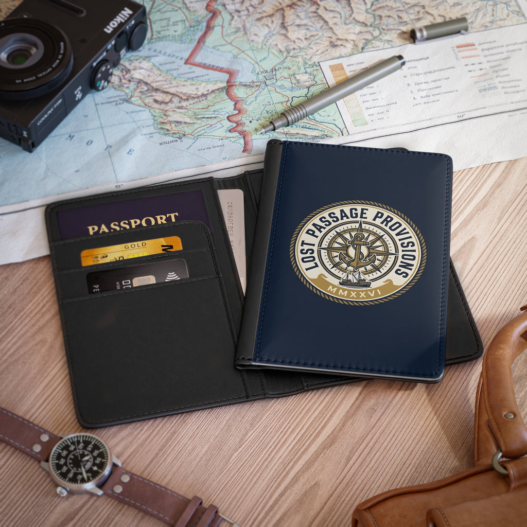 Nautical Compass Passport Cover - Lost Passage Provisions Leather Travel Wallet