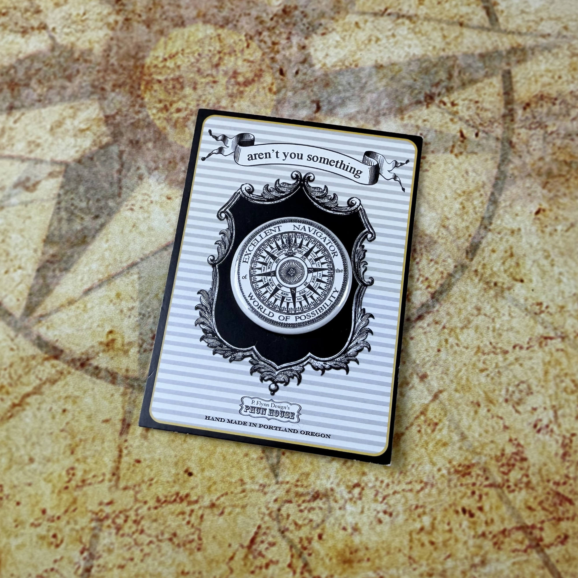 P. Flynn Design "Excellent Navigator" Compass Pin | Handmade in Portland, Oregon