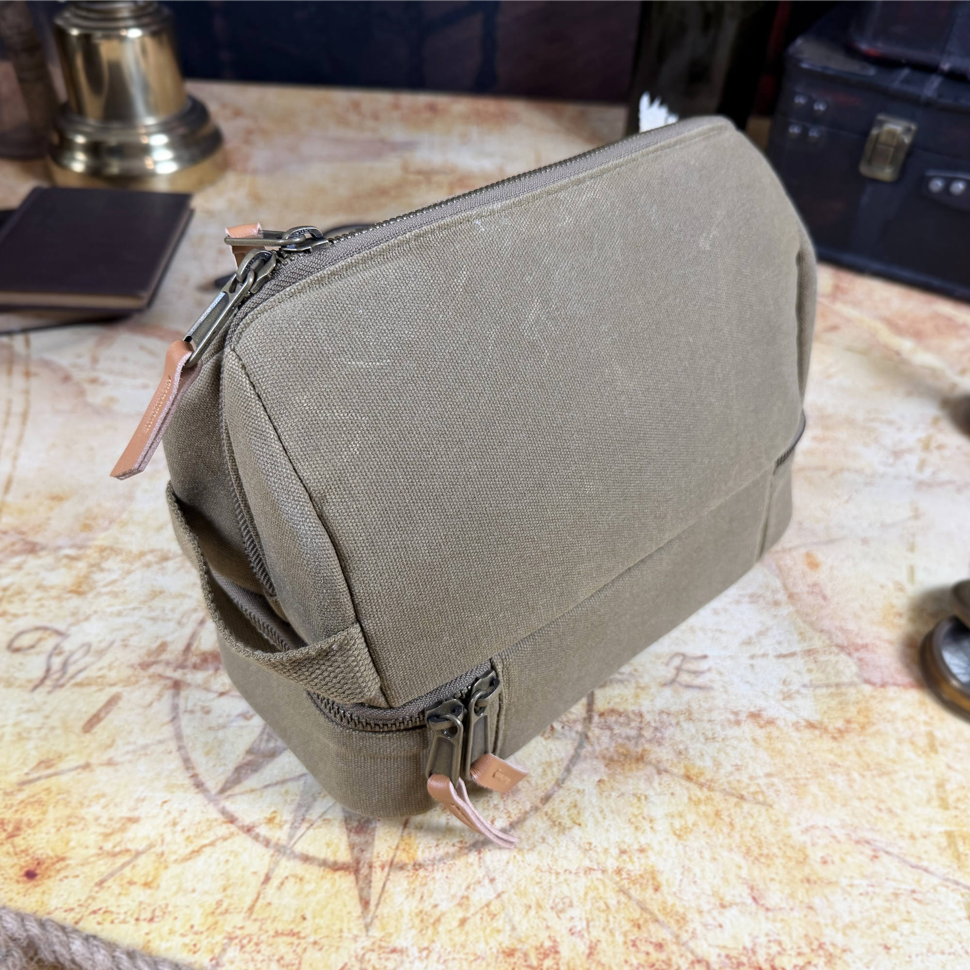 Brixton Traveller Dopp Kit Waxed Canvas Toiletry Bag | Olive Brown