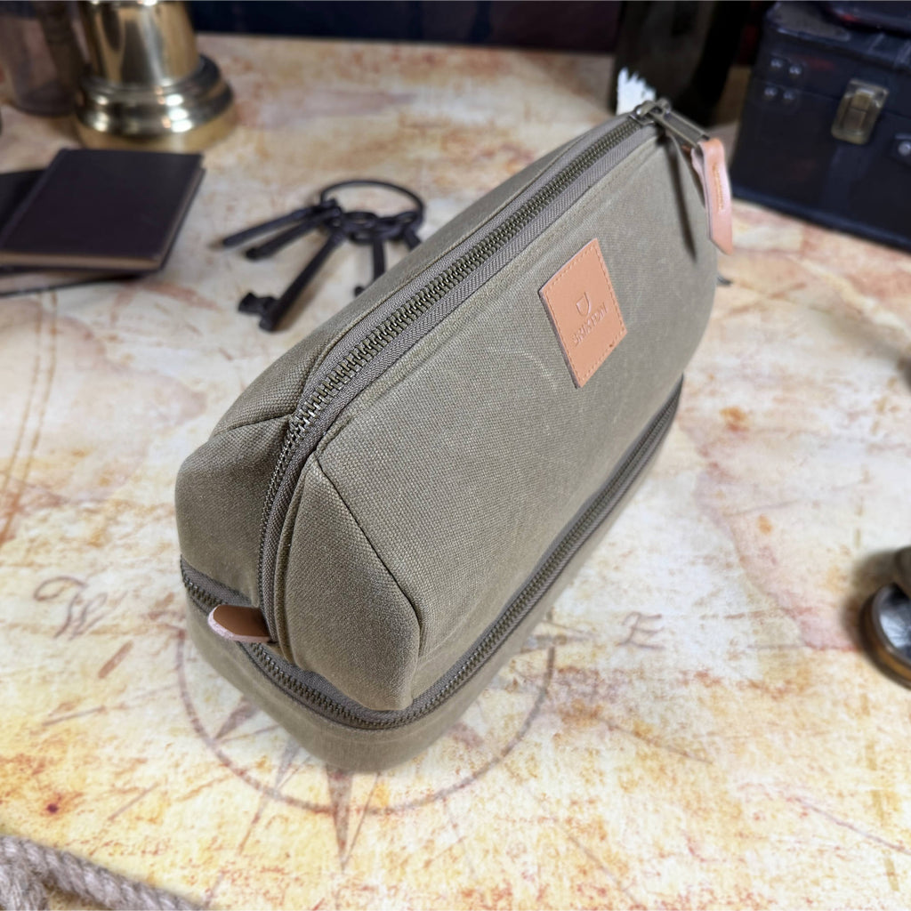 Brixton Traveller Dopp Kit Waxed Canvas Toiletry Bag | Olive Brown