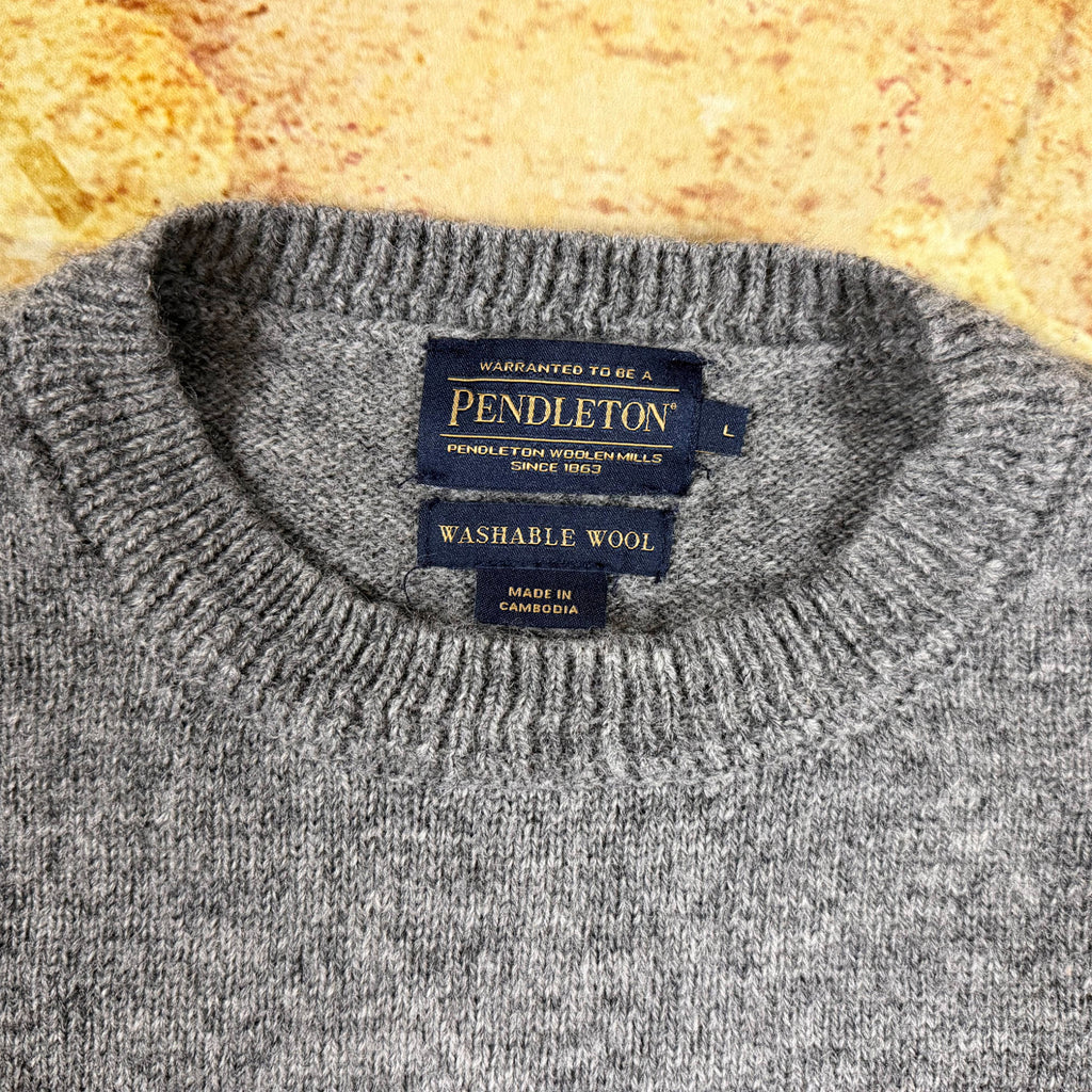 Pendleton Shetland Collection Wool Crewneck Sweater - Men's Large - Light Grey Heather