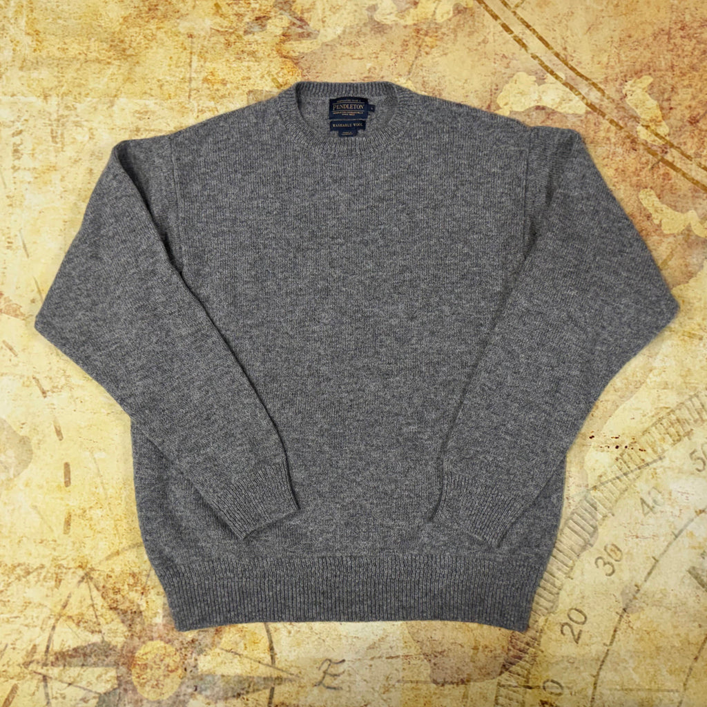 Pendleton Shetland Collection Wool Crewneck Sweater - Men's Large - Light Grey Heather