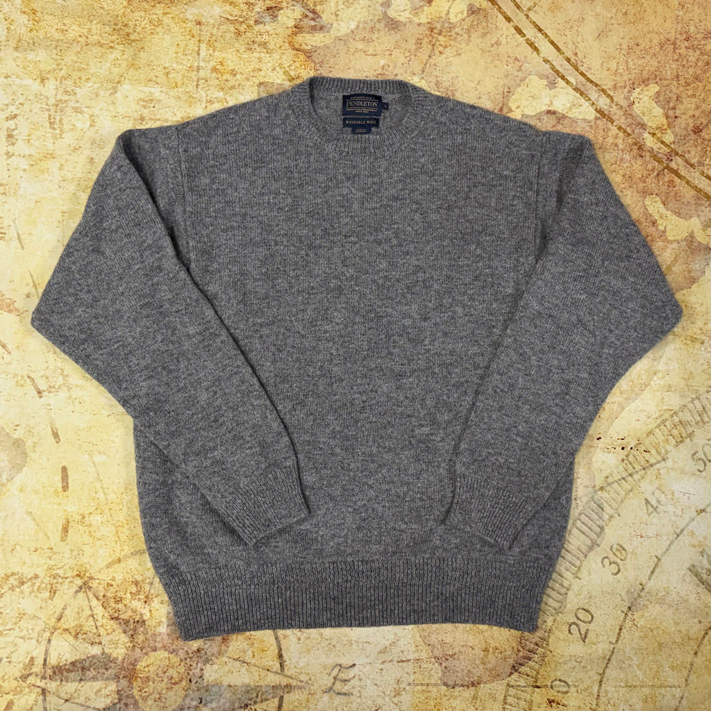 Pendleton Shetland Collection Wool Crewneck Sweater - Men's Large - Light Grey Heather