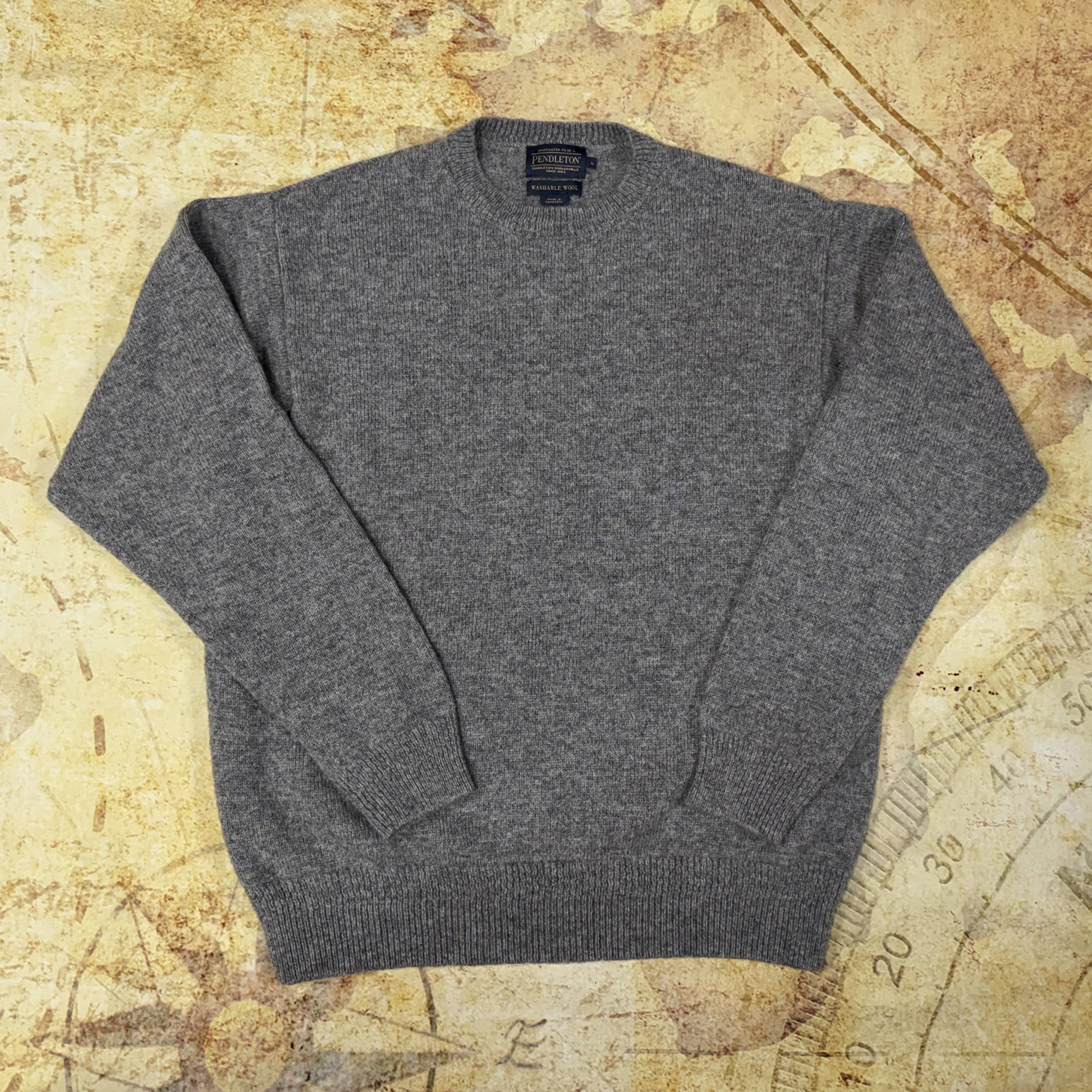 Pendleton Shetland Collection Wool Crewneck Sweater - Men's Large - Light Grey Heather