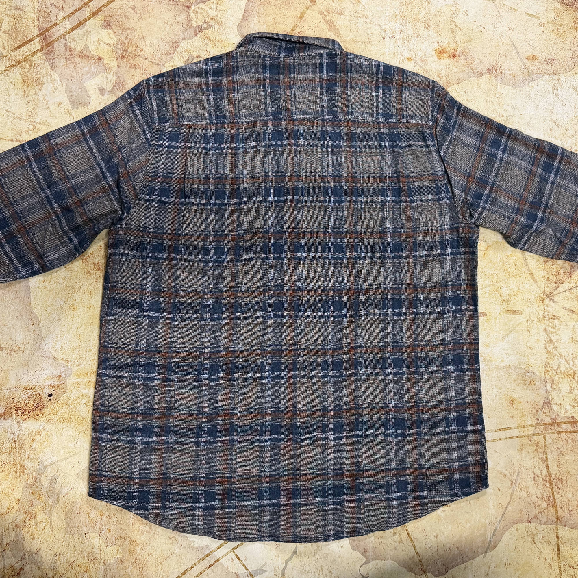 Weatherproof Vintage Brushed Plaid Flannel Shirt - Men's XL - Grey, Blue & Rust
