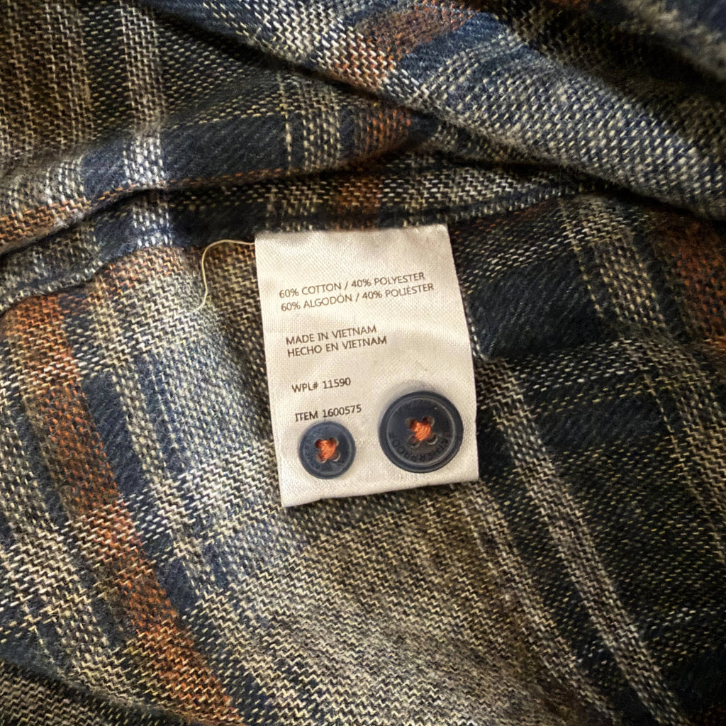 Weatherproof Vintage Brushed Plaid Flannel Shirt - Men's XL - Grey, Blue & Rust