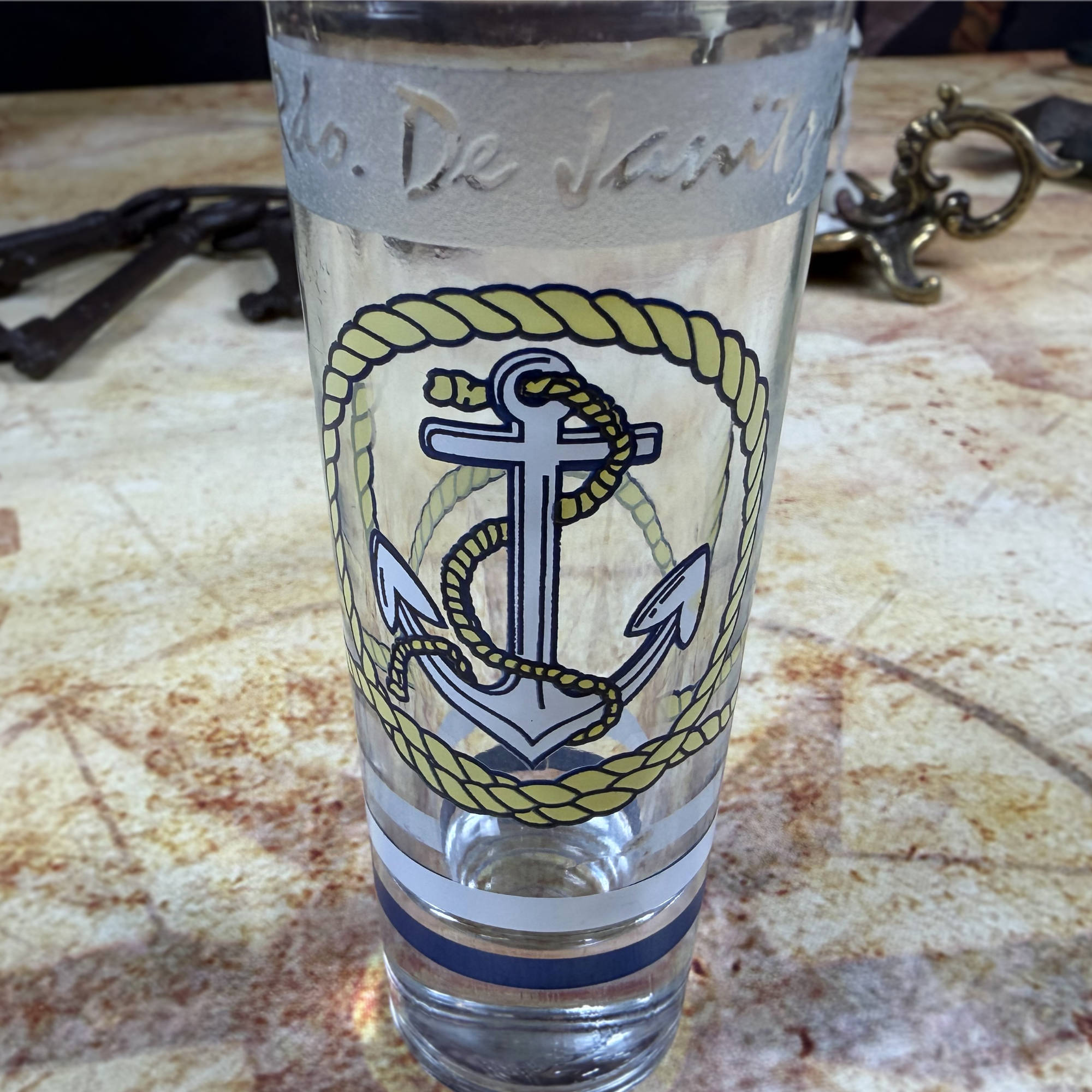 Rio de Janeiro Anchor Shot Glass | Vintage Brazil Souvenir Glassware
