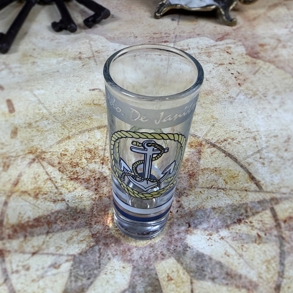 Rio de Janeiro Anchor Shot Glass | Vintage Brazil Souvenir Glassware
