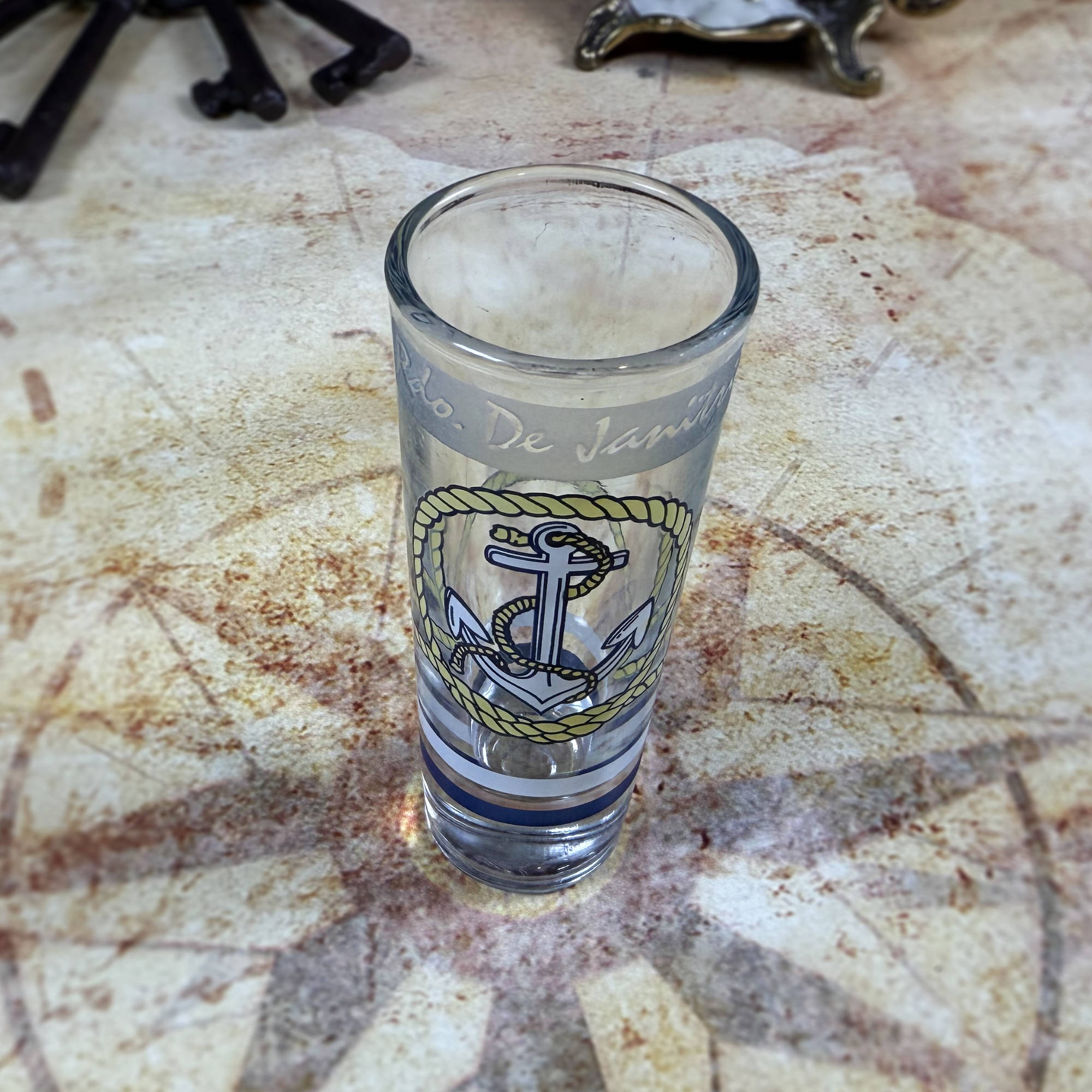 Rio de Janeiro Anchor Shot Glass | Vintage Brazil Souvenir Glassware