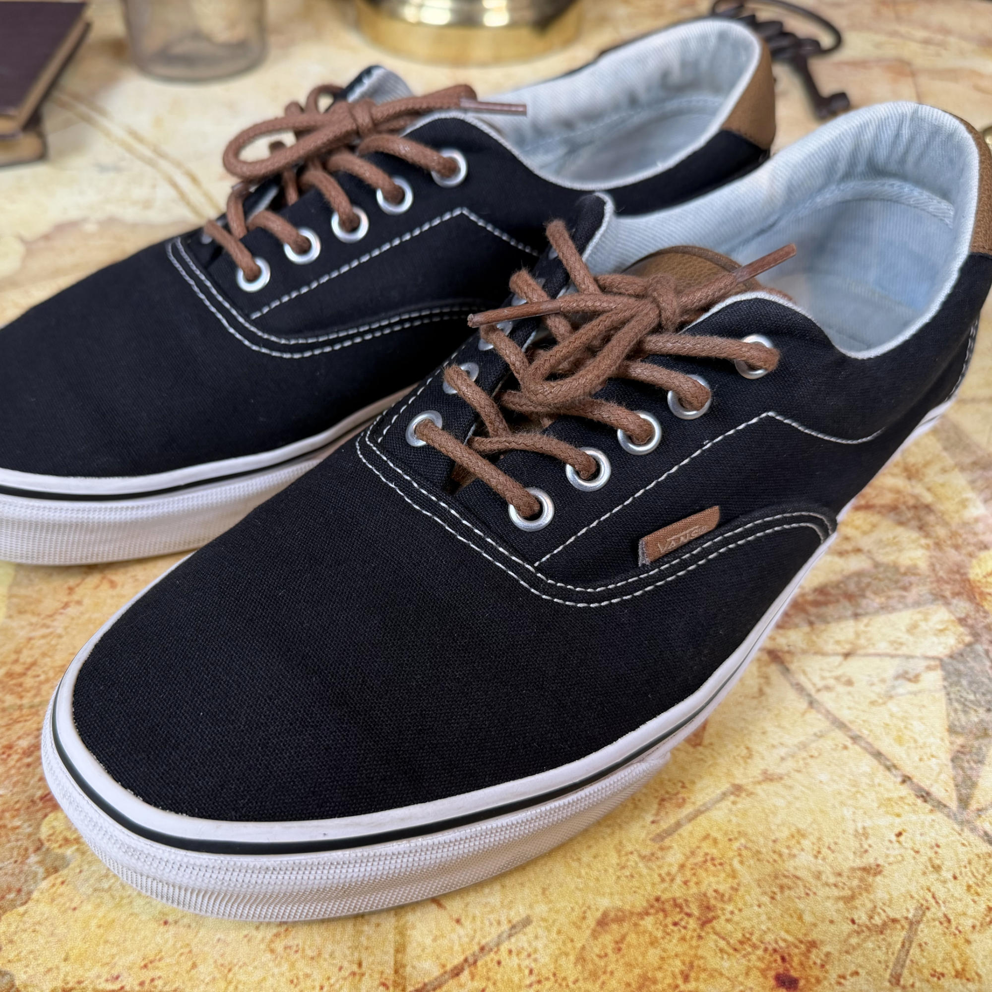 Vans Era 59 C&L - Black Canvas / Brown Leather - Men's Size 12