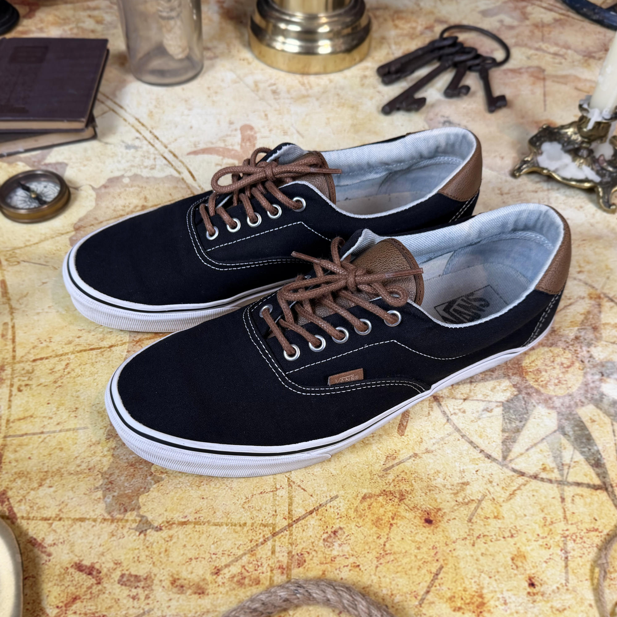 Vans Era 59 C&L - Black Canvas / Brown Leather - Men's Size 12