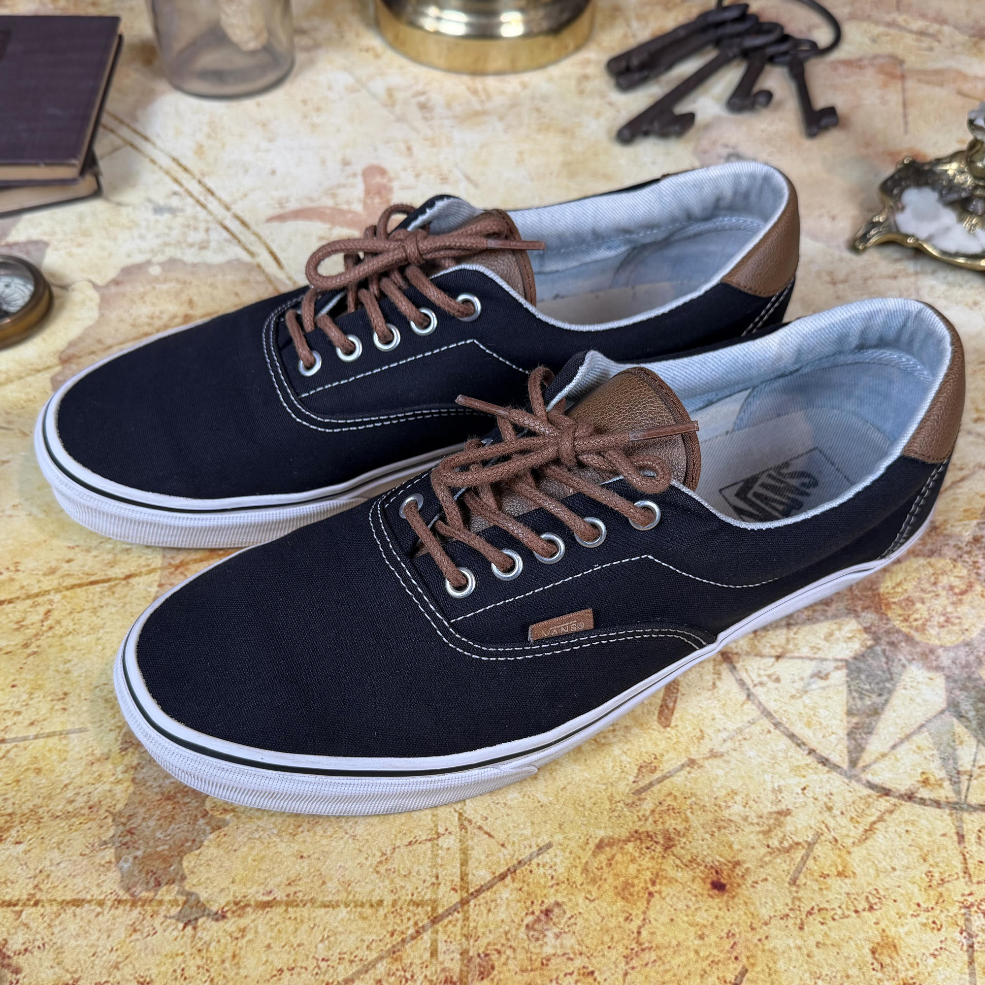 Vans Era 59 C&L - Black Canvas / Brown Leather - Men's Size 12