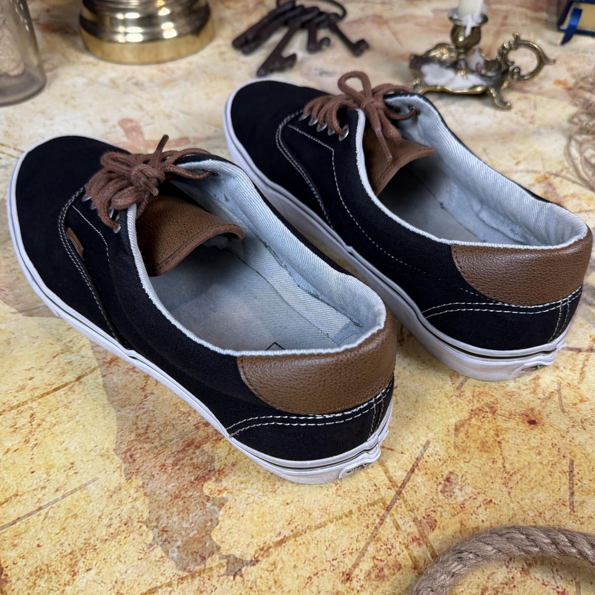 Vans Era 59 C&L - Black Canvas / Brown Leather - Men's Size 12