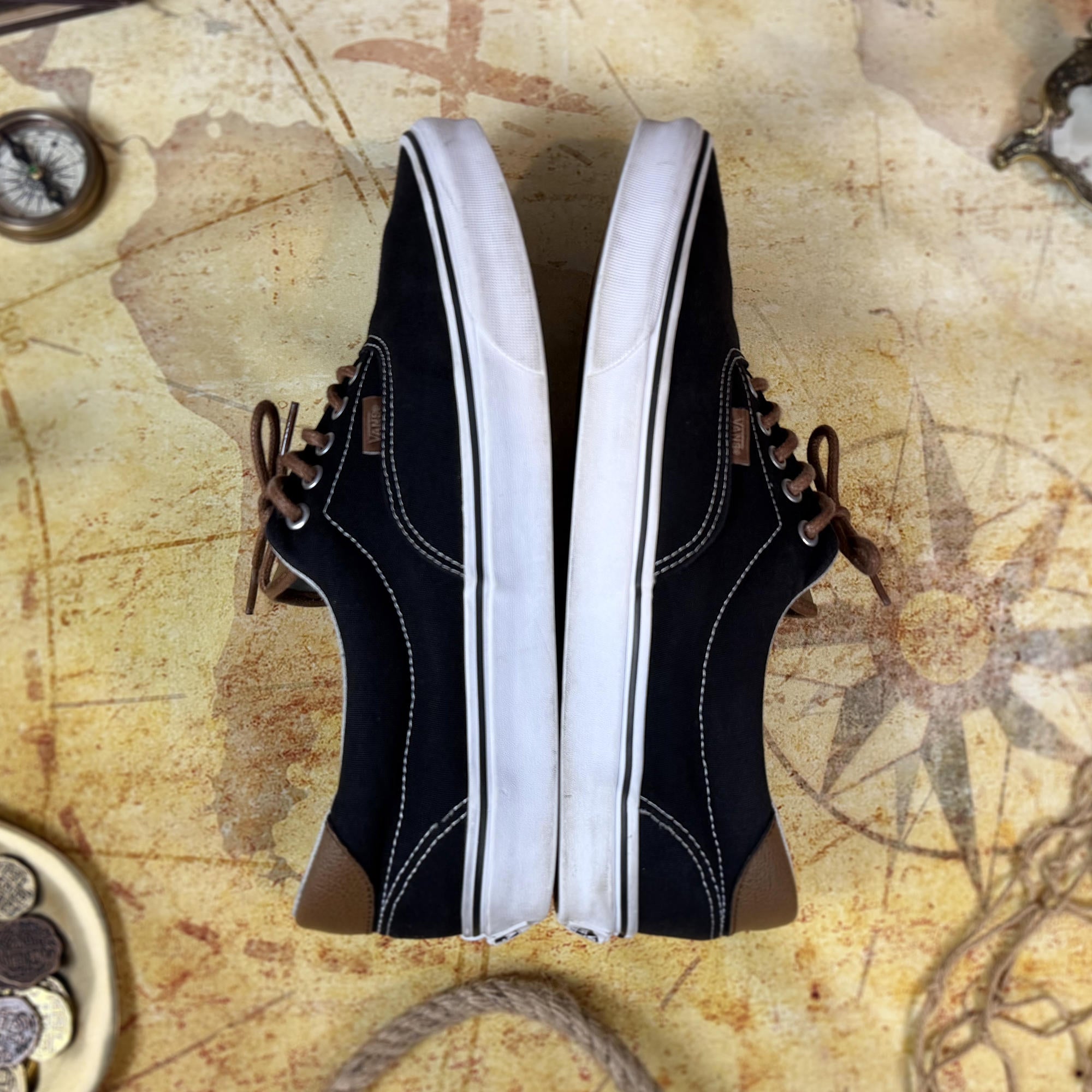 Vans Era 59 C&L - Black Canvas / Brown Leather - Men's Size 12