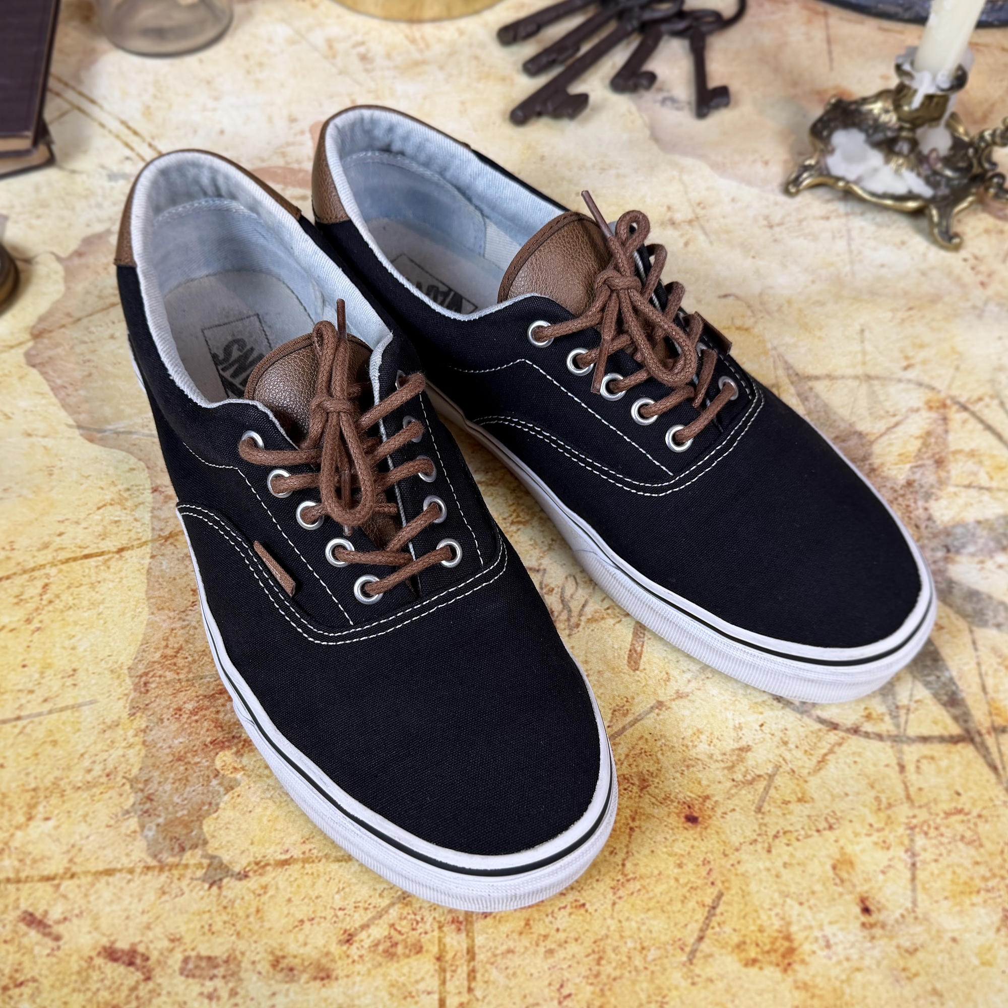 Vans Era 59 C&L - Black Canvas / Brown Leather - Men's Size 12