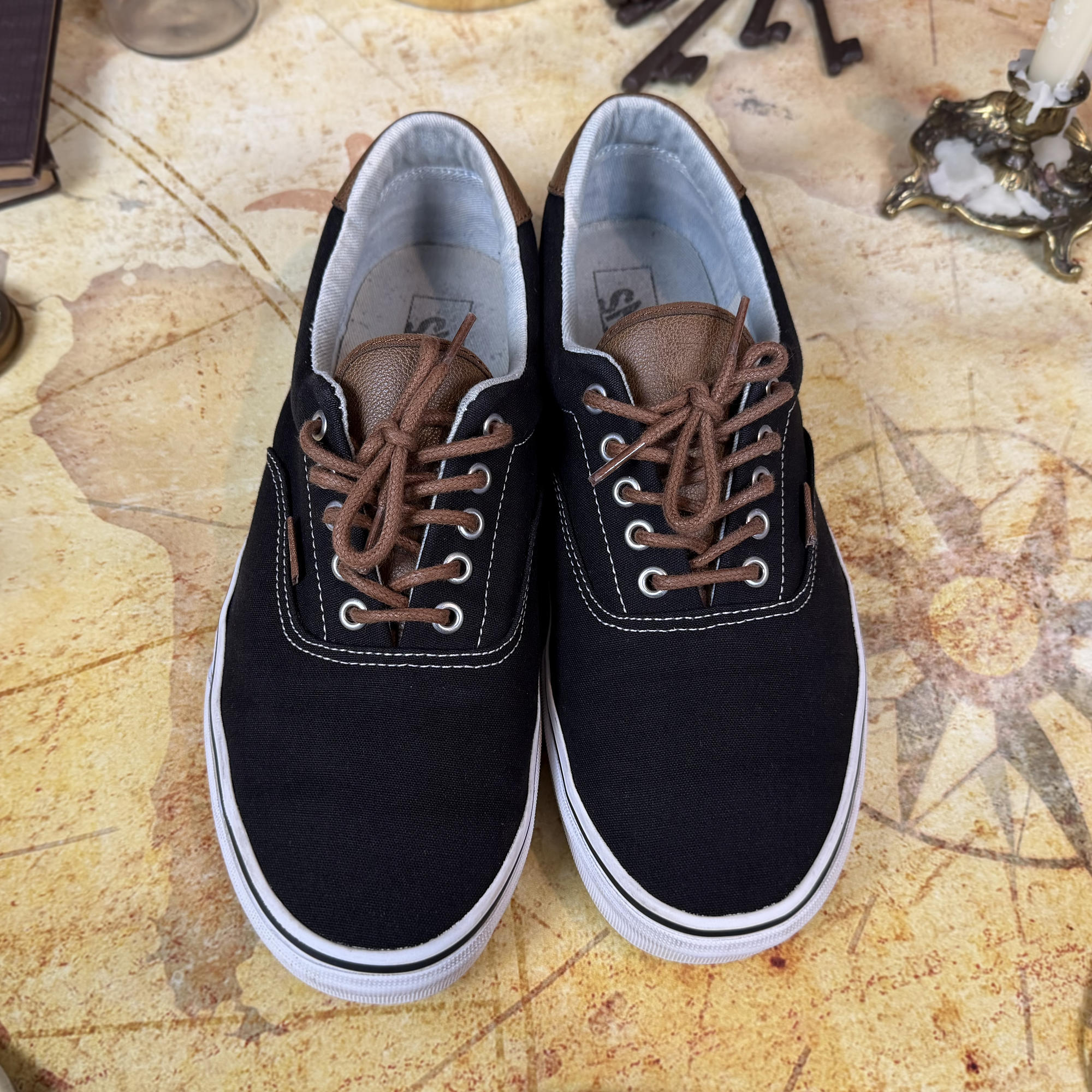 Vans Era 59 C&L - Black Canvas / Brown Leather - Men's Size 12