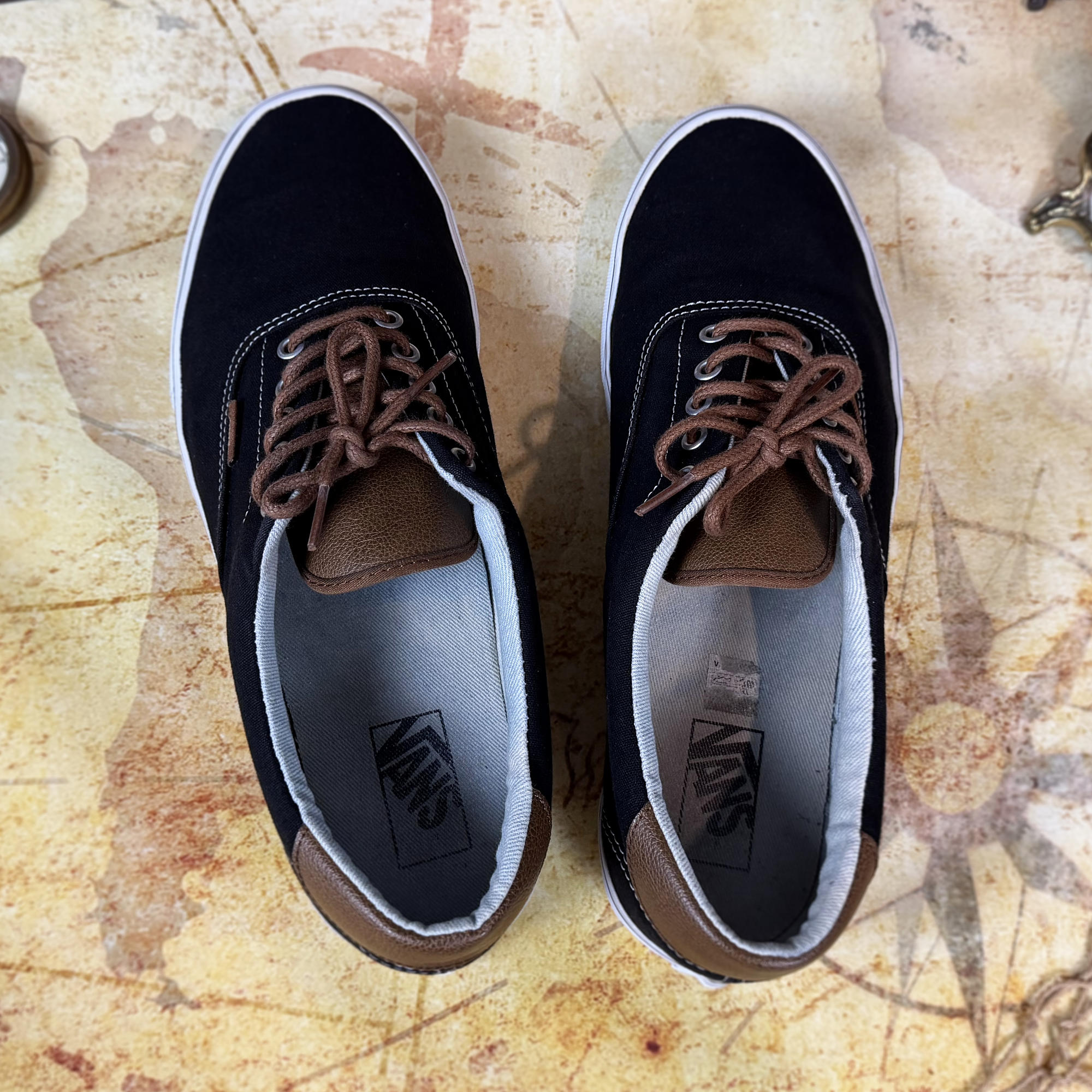 Vans Era 59 C&L - Black Canvas / Brown Leather - Men's Size 12