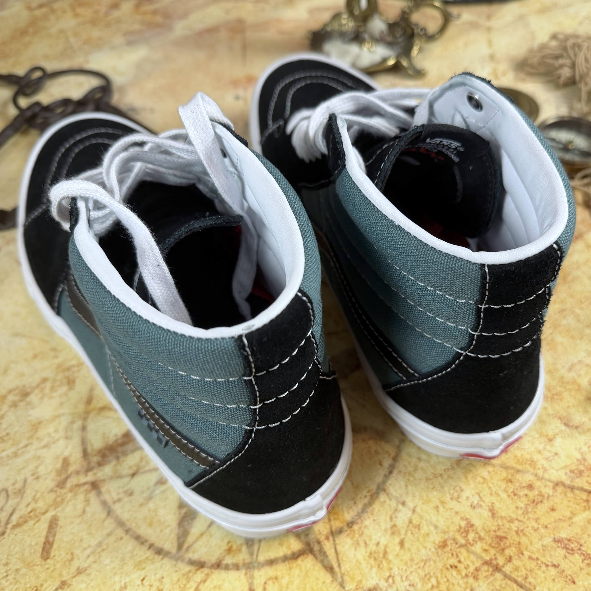 Vans Skate Sk8-Hi Pro Skateboarding - "Safari" Black/Teal - Men's 12