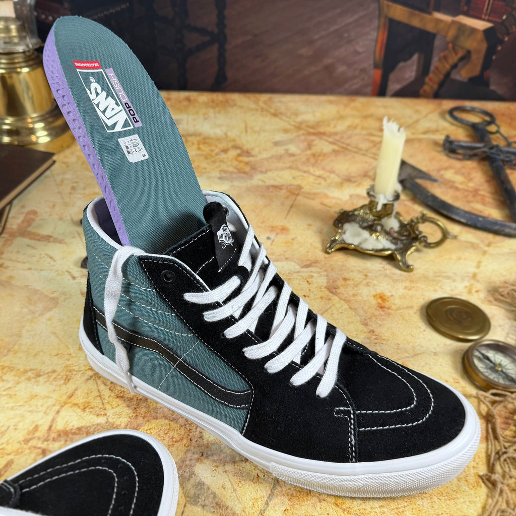 Vans Skate Sk8-Hi Pro Skateboarding - "Safari" Black/Teal - Men's 12