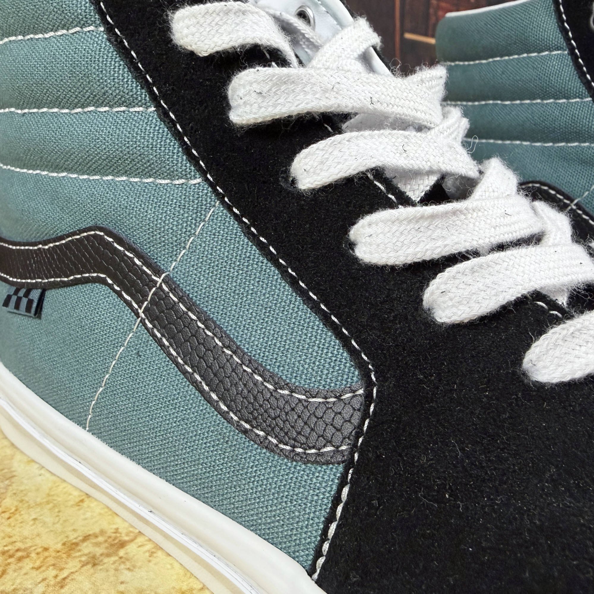 Vans Skate Sk8-Hi Pro Skateboarding - "Safari" Black/Teal - Men's 12
