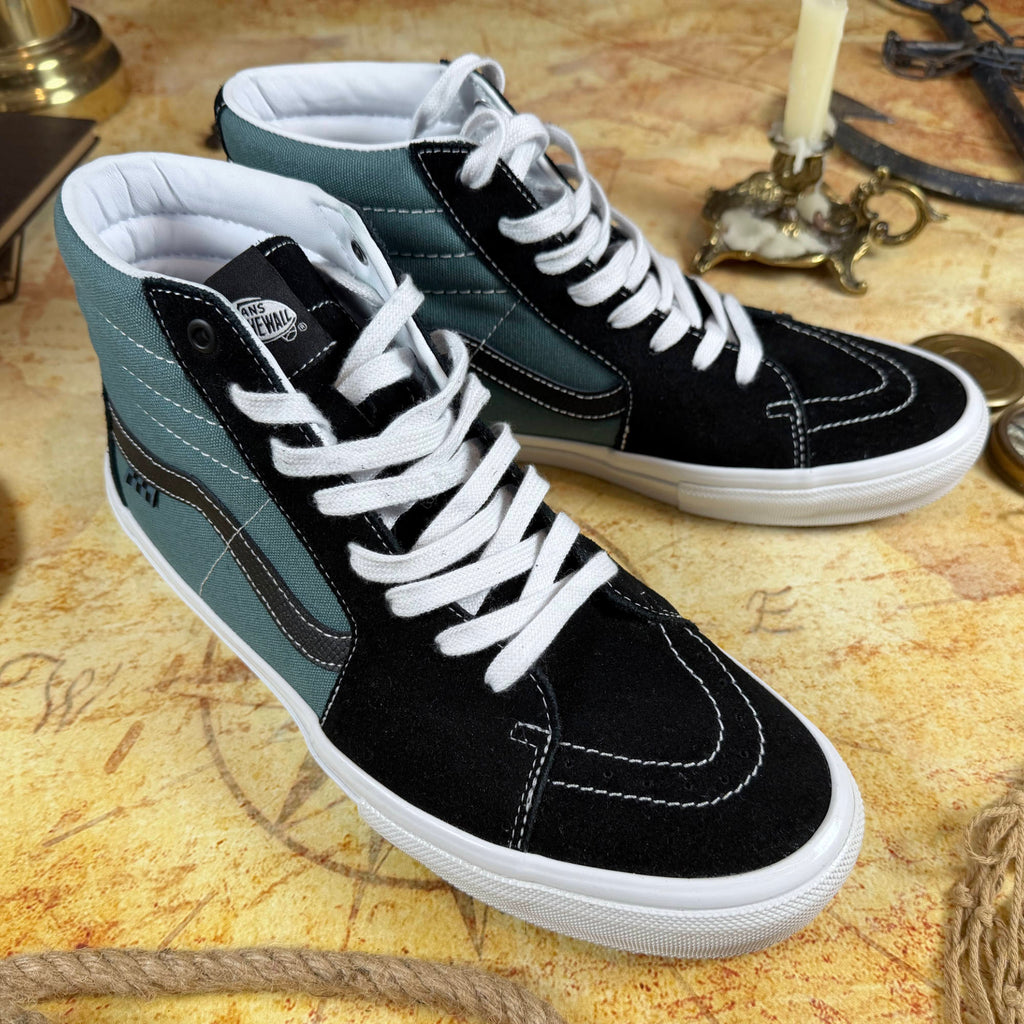 Vans Skate Sk8-Hi Pro Skateboarding - "Safari" Black/Teal - Men's 12