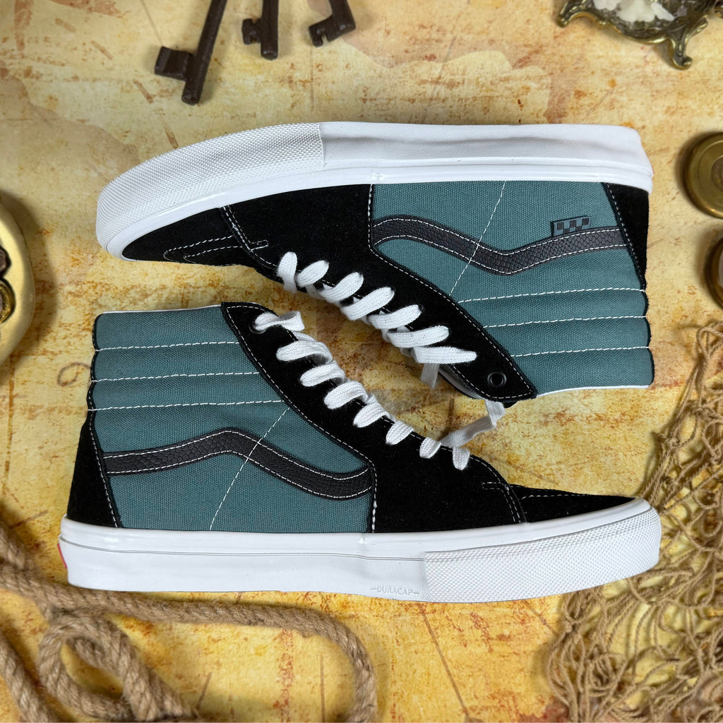 Vans Skate Sk8-Hi Pro Skateboarding - "Safari" Black/Teal - Men's 12