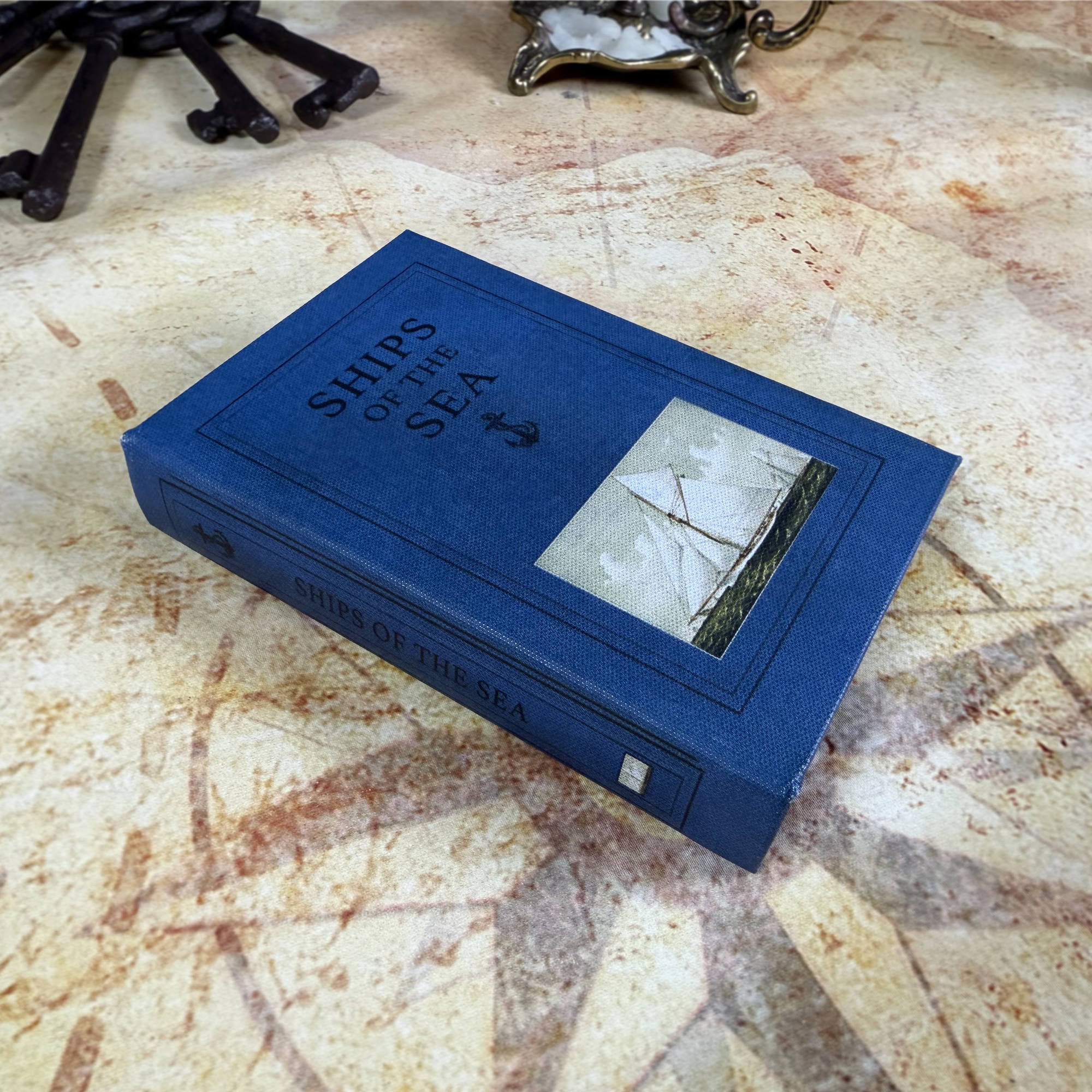 Ships of the Sea Decorative Book Storage Box | Nautical Hidden Storage
