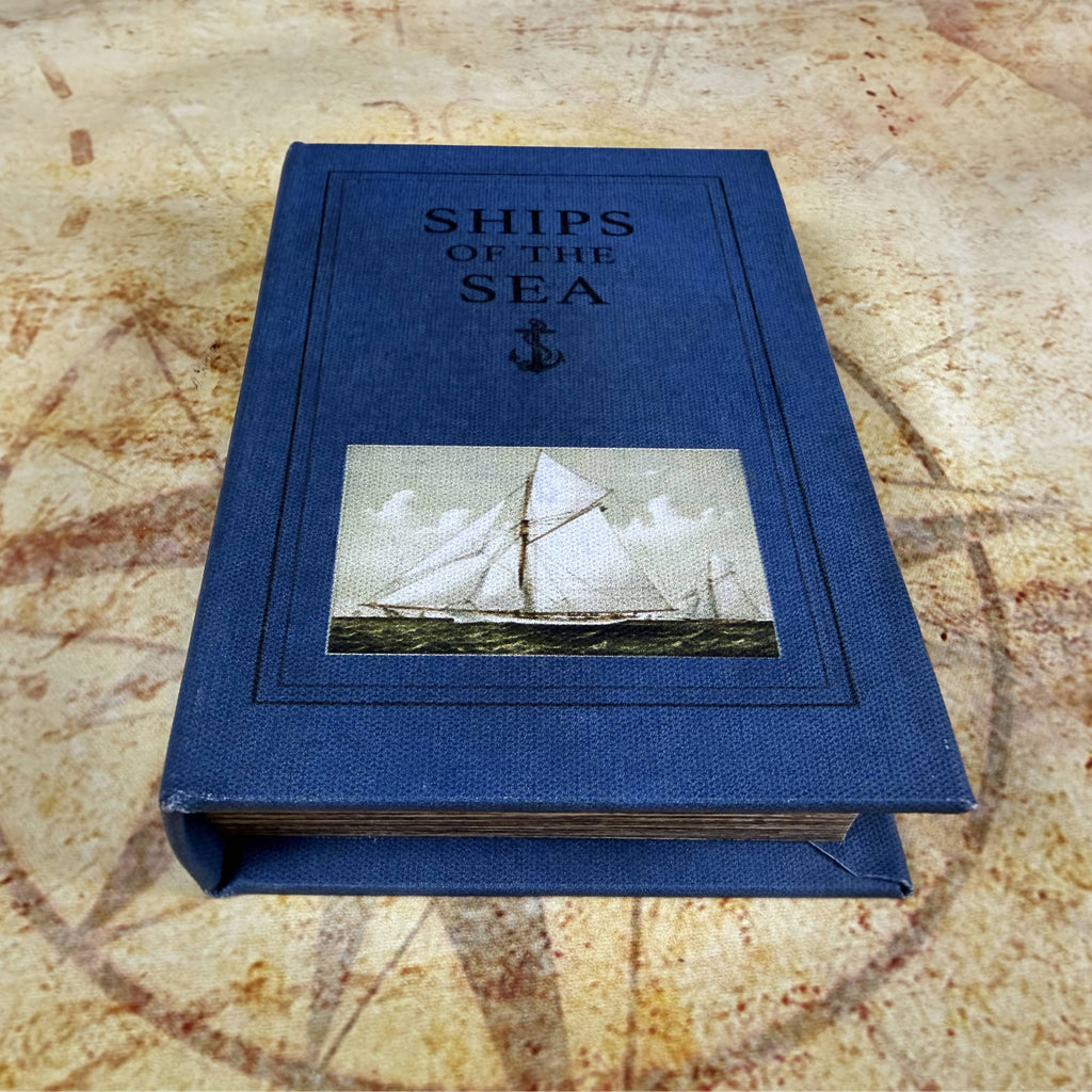 Ships of the Sea Decorative Book Storage Box | Nautical Hidden Storage