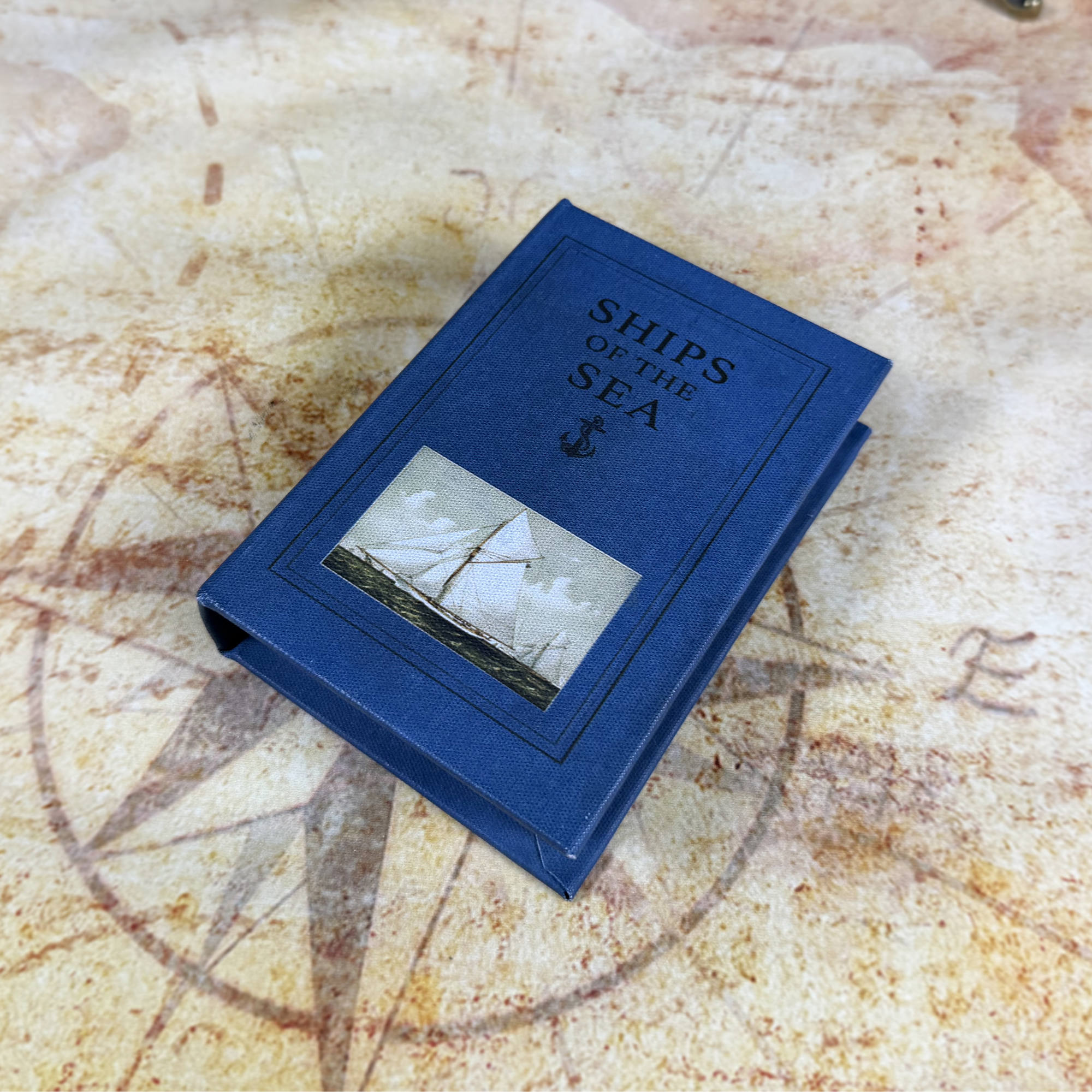 Ships of the Sea Decorative Book Storage Box | Nautical Hidden Storage