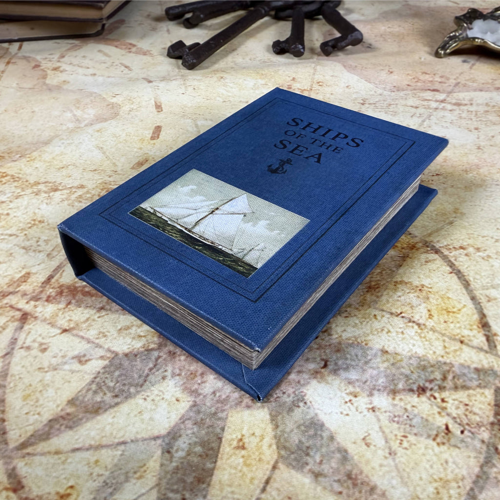 Ships of the Sea Decorative Book Storage Box | Nautical Hidden Storage